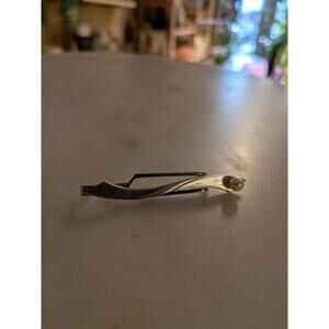 Vintage MIKIMOTO Tokyo Silver Tie Clip Curved  with  Pearl